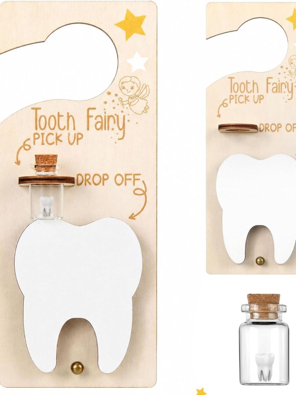 Tooth Fairy Door Hanger Pouch Keepsake Box,Fresh,Brown